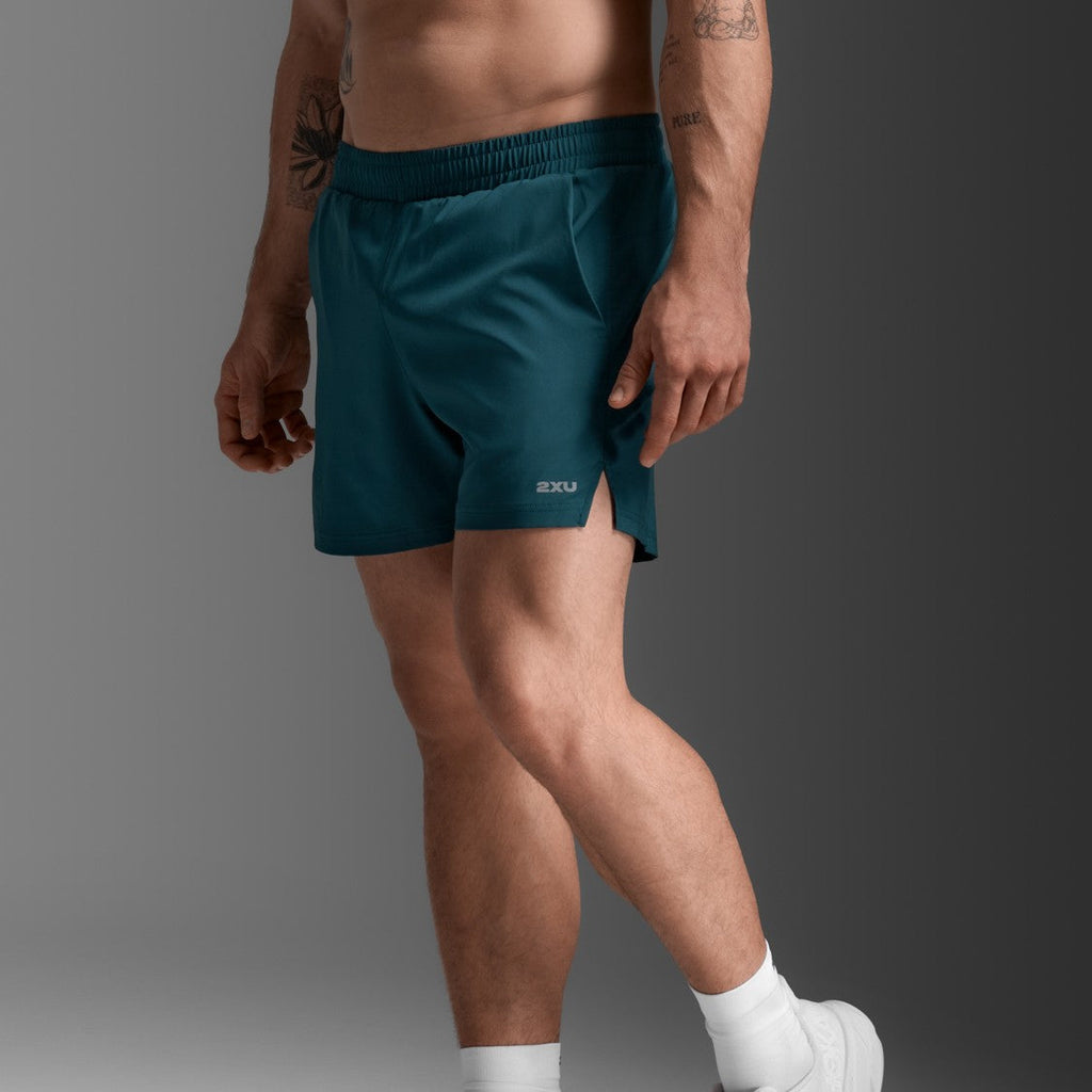 2XU Aero 5 Inch Shorts | Dark Moss / Silver Reflective | Mens