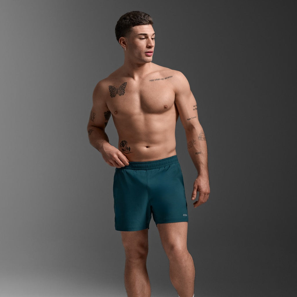 2XU Aero 5 Inch Shorts | Dark Moss / Silver Reflective | Mens
