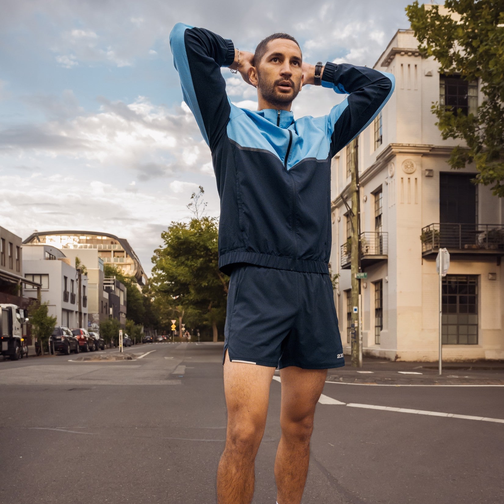 2XU Aero Hex Windbreaker | Azure | Mens