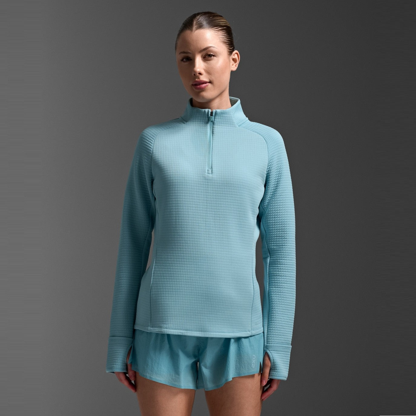 2XU Ignition Hyper-Haptic 1/4 Zip Fleece | Retro Blue / Reflective | Womens