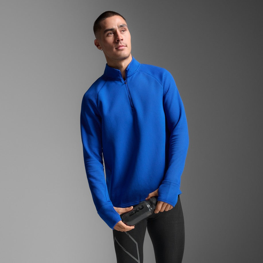 2XU Ignition Hyper-Haptic 1/4 Zip Fleece | Surf / Silver Reflective | Mens
