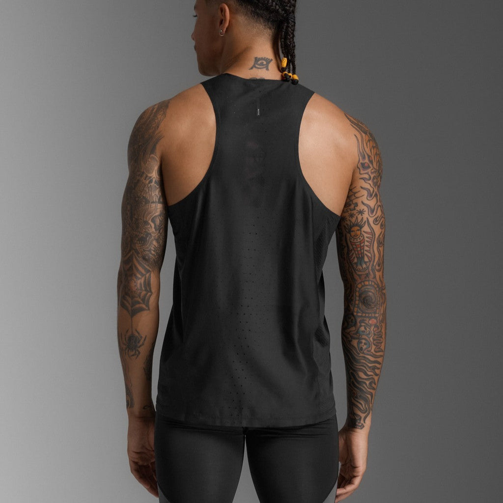 2XU Light Speed React Singlet | Black / Black Reflective | Mens