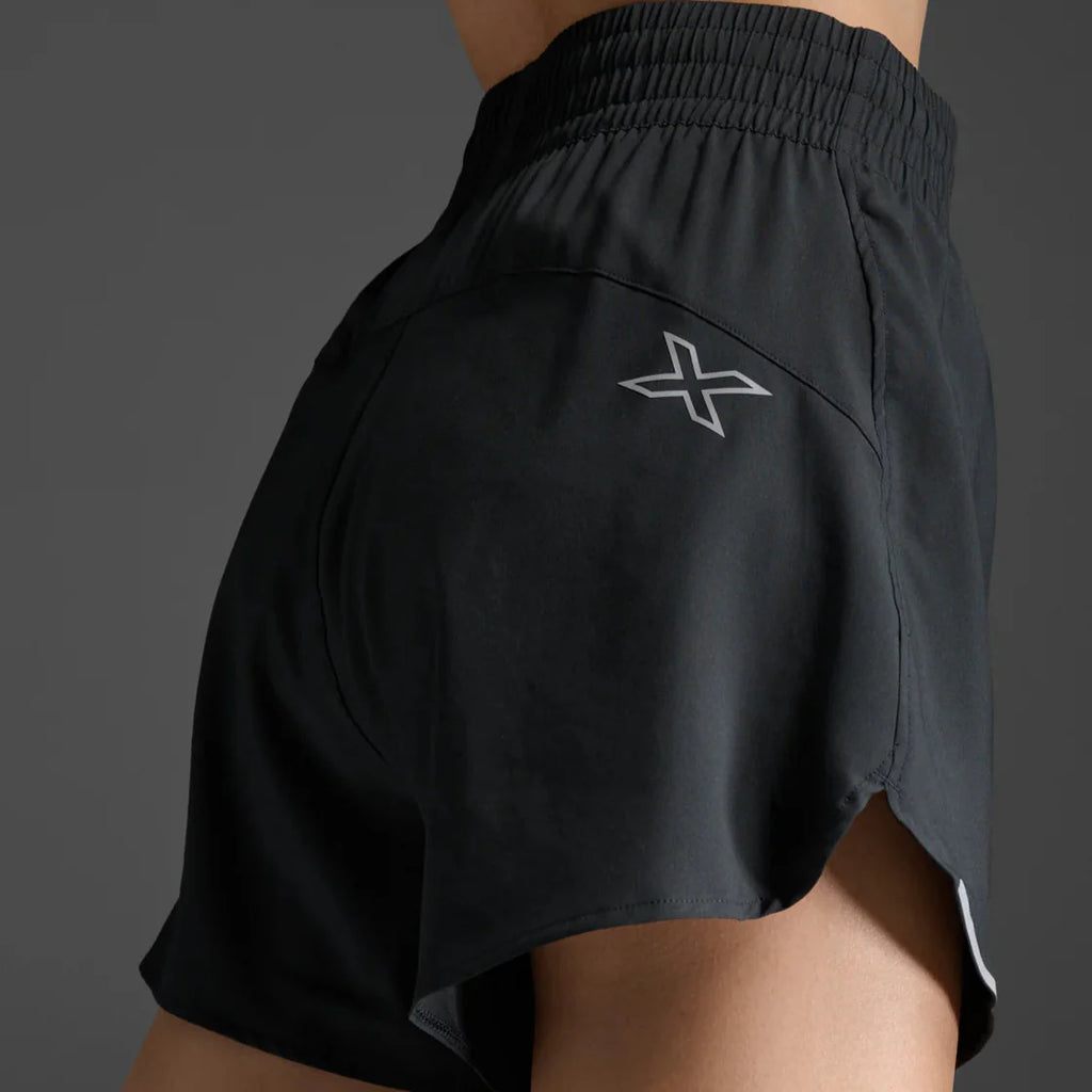 2XU Aero Hi-Rise 4 Inch Shorts | Black / Silver Reflective | Womens