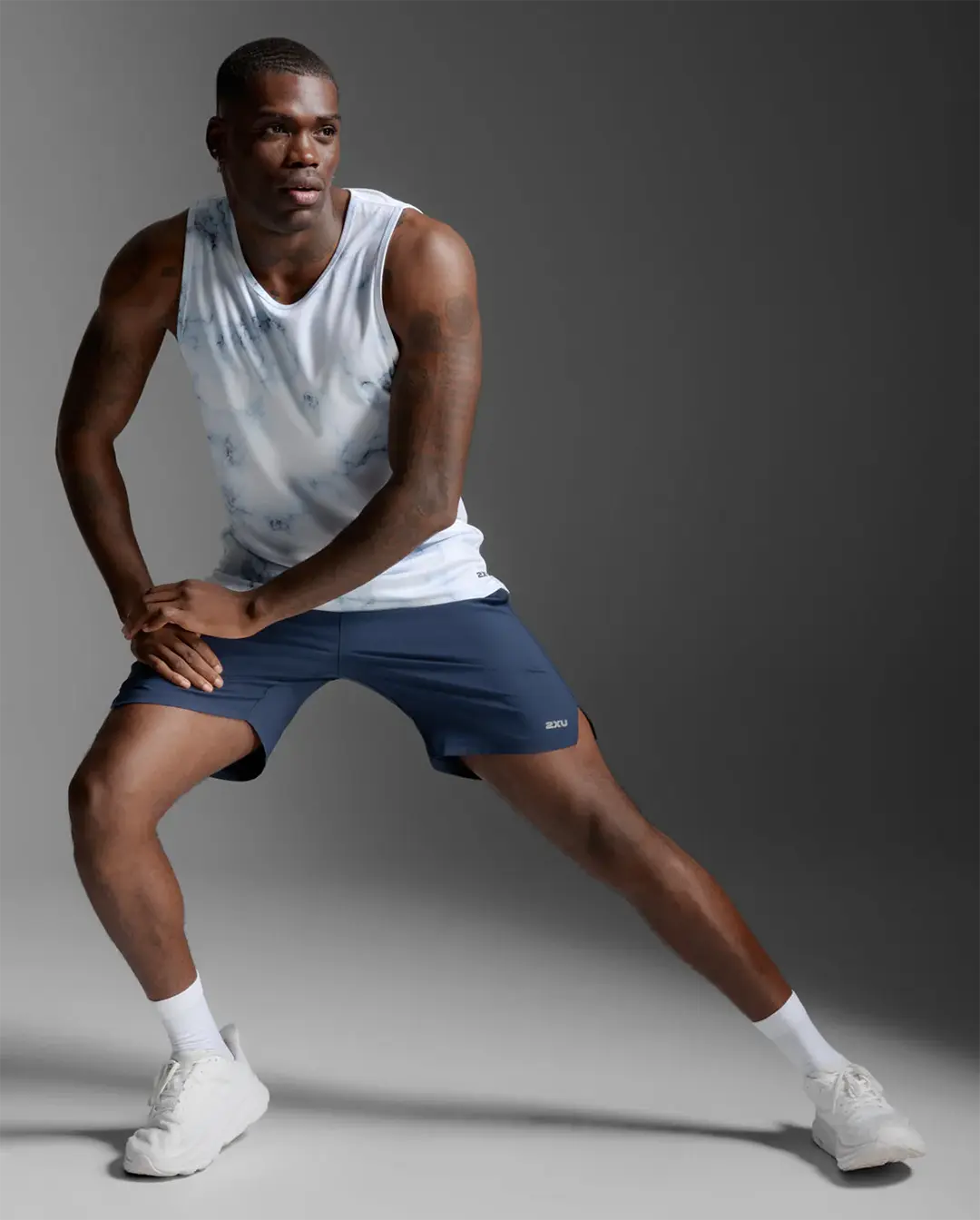 2XU Men's Aero Mesh Tank - Blue Marble/Black Reflective