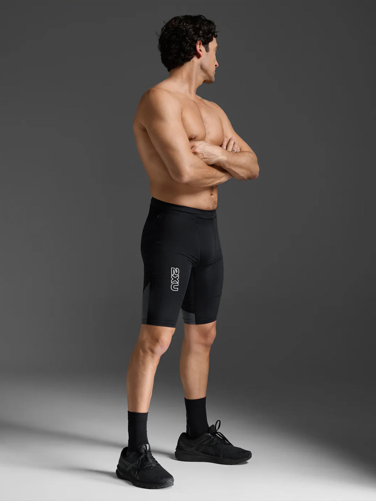 2XU Men's Light Speed React Comp Shorts - Black/White Reflective