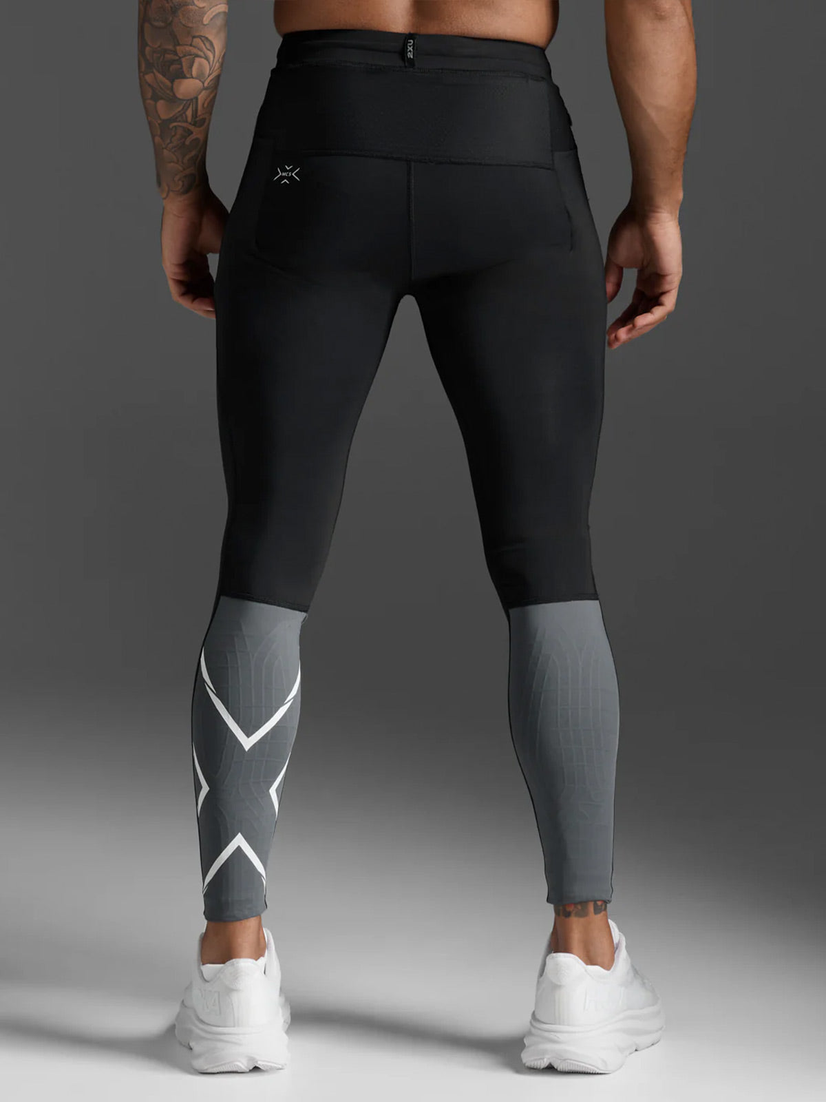 2XU Men's Light Speed React Comp Tights - Black/White Reflective