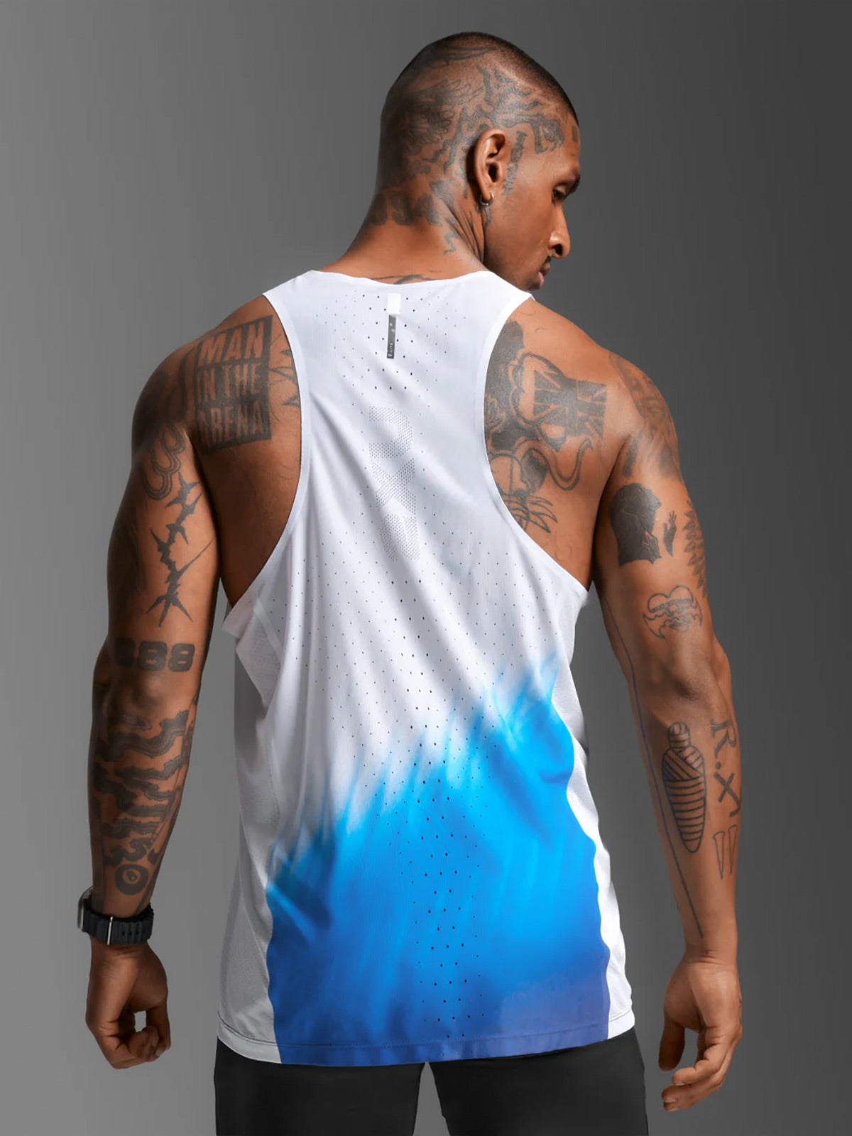2XU Men's Light Speed React Singlet - Blue Gradient/Black Reflective