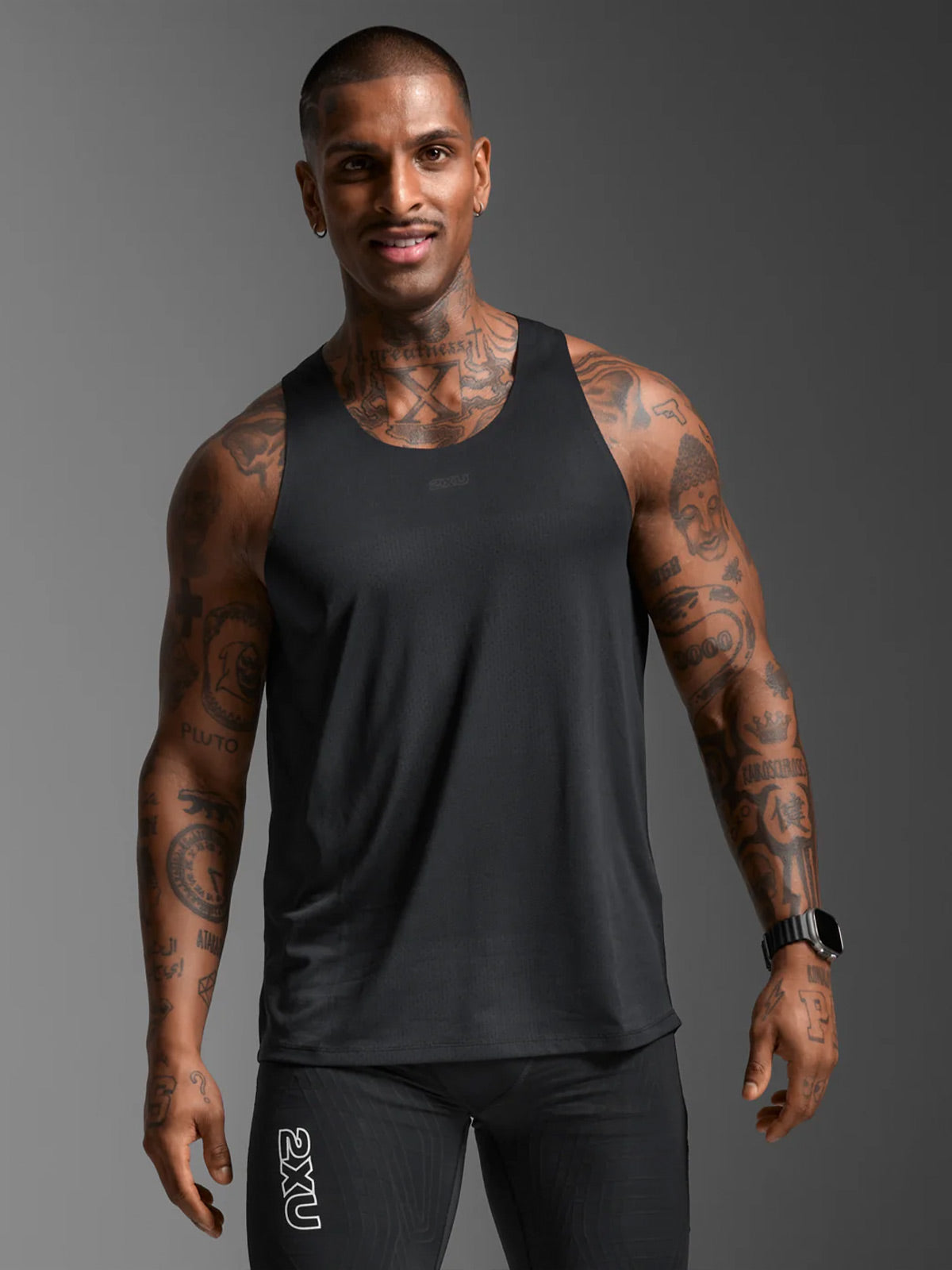 2XU Men's Light Speed Tech Singlet - Black/Black Reflective