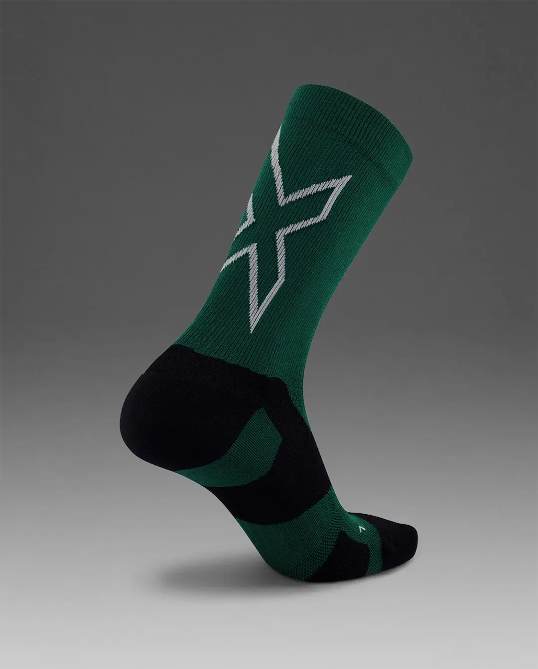 2XU Unisex's Vectr Light Cushion Crew Socks - Dark Moss/White