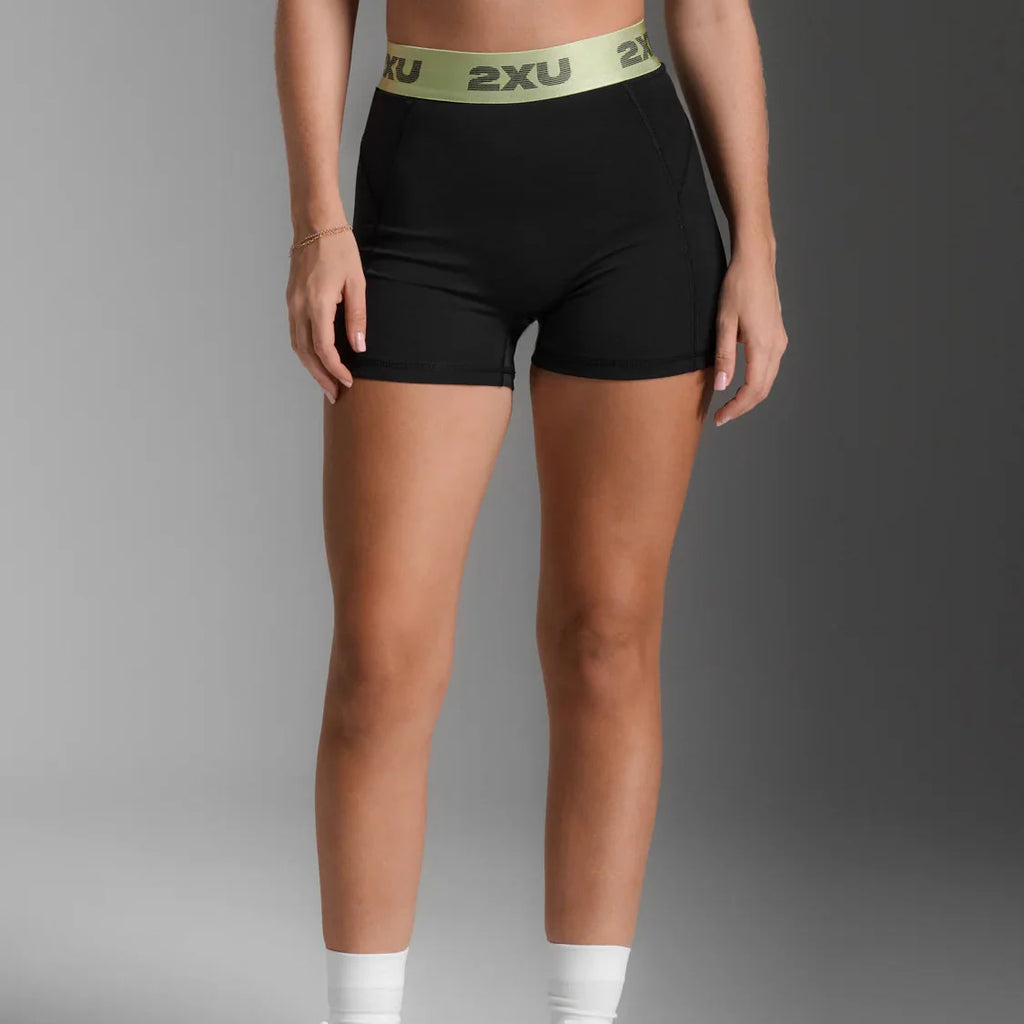 2XU Everyday Compression 3 inch Short Tights | Black / Cool Matcha | Womens